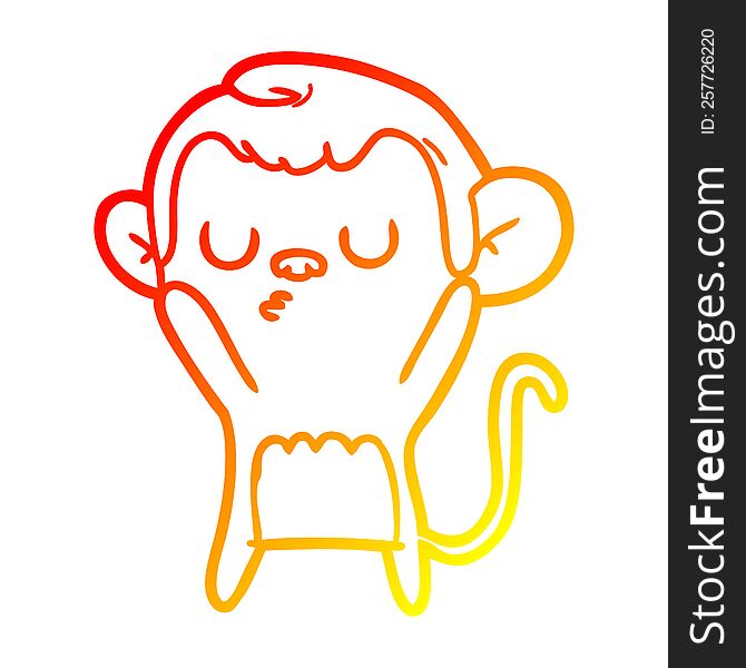 Warm Gradient Line Drawing Cartoon Monkey