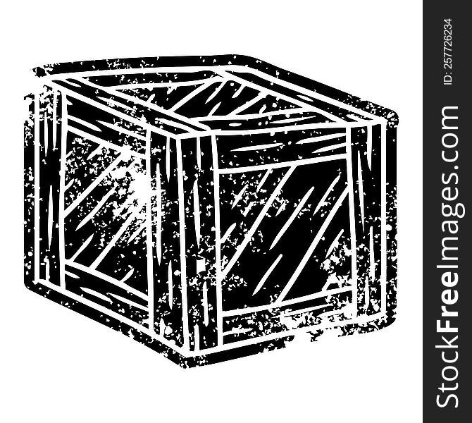 Grunge Icon Drawing Of A Wooden Crate