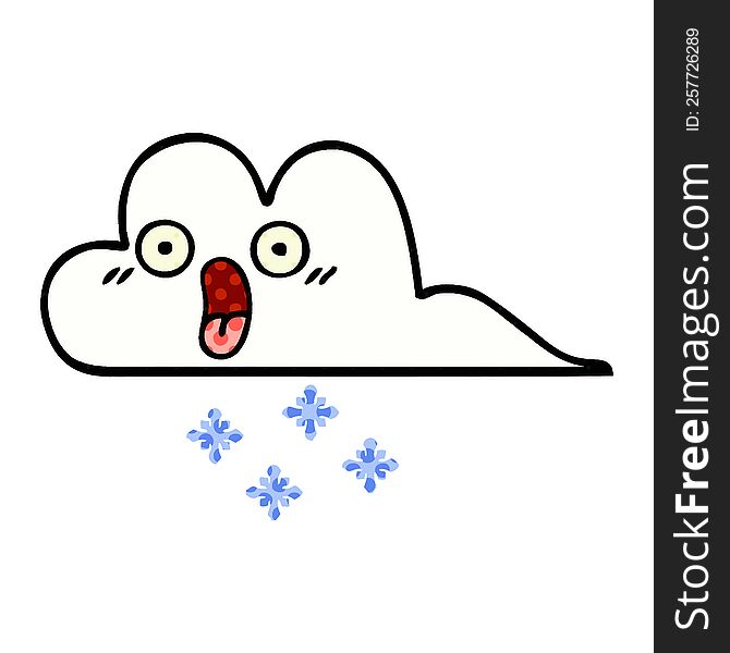 Comic Book Style Cartoon Shocked Snow Cloud