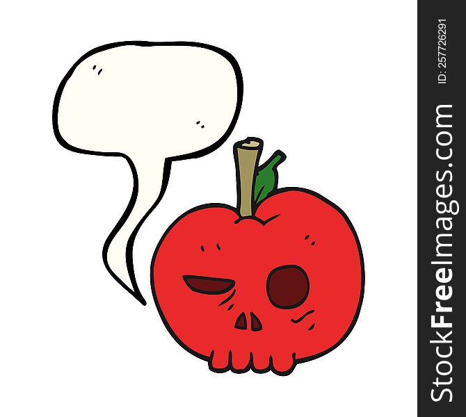 freehand drawn speech bubble cartoon poison apple