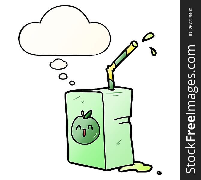 cartoon juice box with thought bubble in smooth gradient style