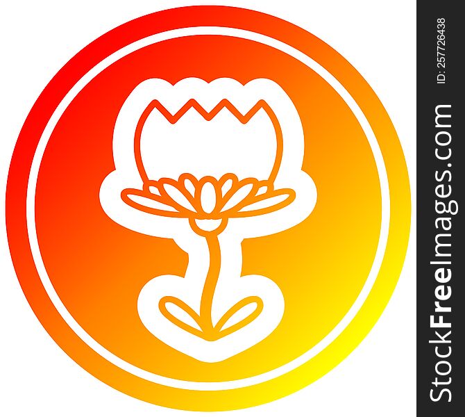 lotus flower circular icon with warm gradient finish. lotus flower circular icon with warm gradient finish