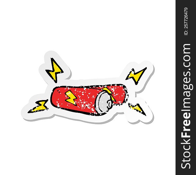 Retro Distressed Sticker Of A Cartoon Batteries