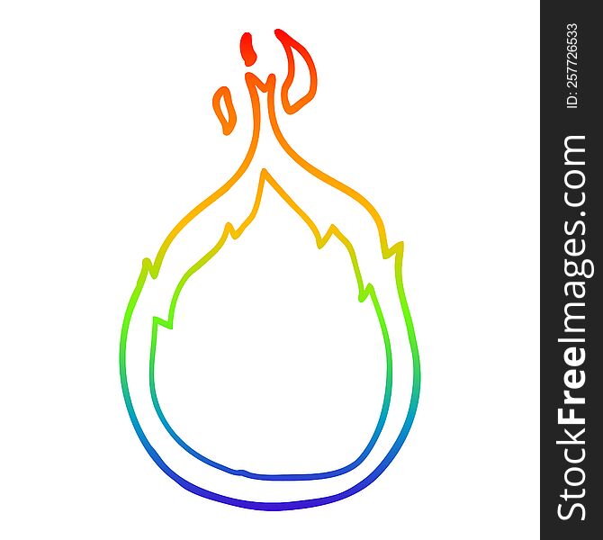 rainbow gradient line drawing of a cartoon flames