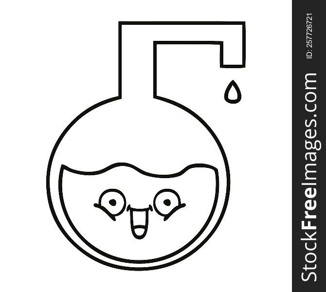 line drawing cartoon of a science bottle