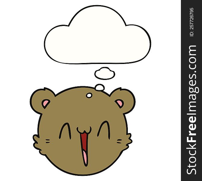 Cute Cartoon Teddy Bear Face And Thought Bubble