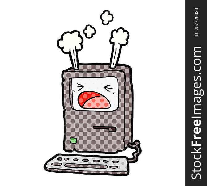 cartoon overheating computer. cartoon overheating computer