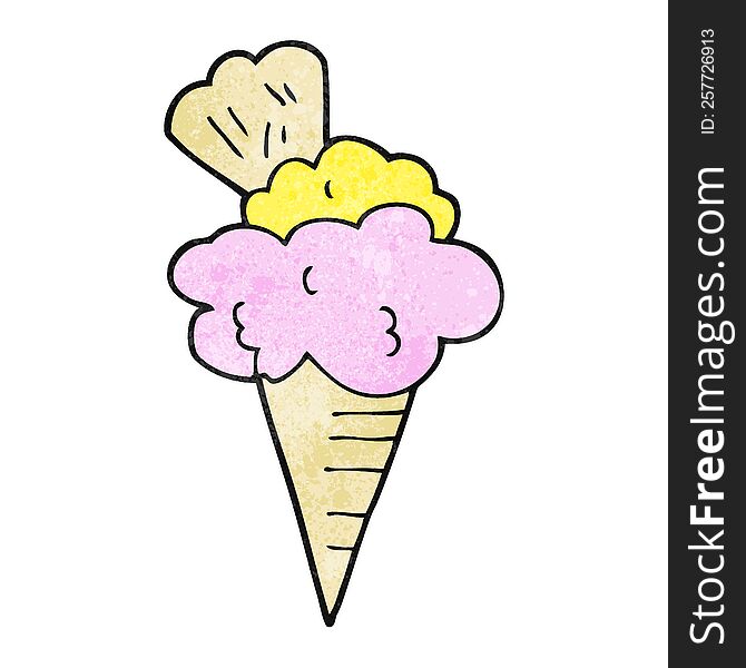 freehand textured cartoon ice cream