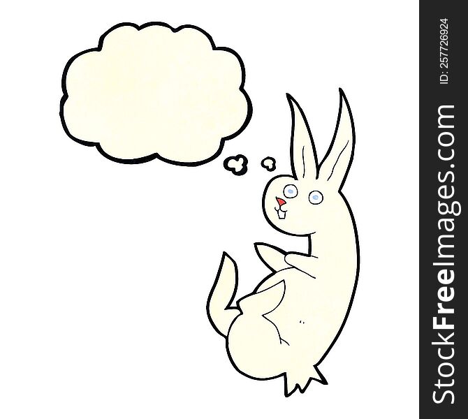 cue cartoon rabbit with thought bubble