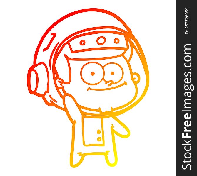 Warm Gradient Line Drawing Happy Astronaut Cartoon
