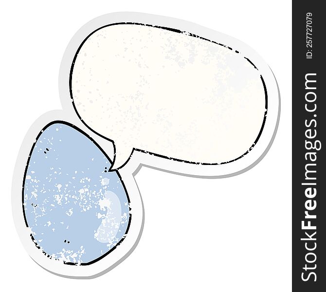 Cartoon Egg And Speech Bubble Distressed Sticker