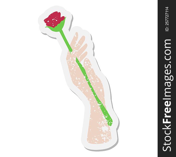 hand holding rose grunge sticker