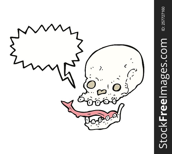 cartoon spooky skull with speech bubble