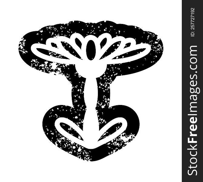 blooming flower distressed icon symbol