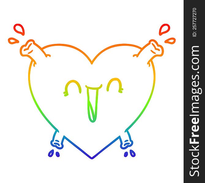 Rainbow Gradient Line Drawing Cartoon Healthy Heart