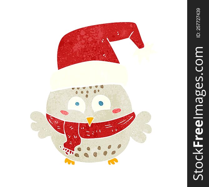 Retro Cartoon Cute Christmas Owl