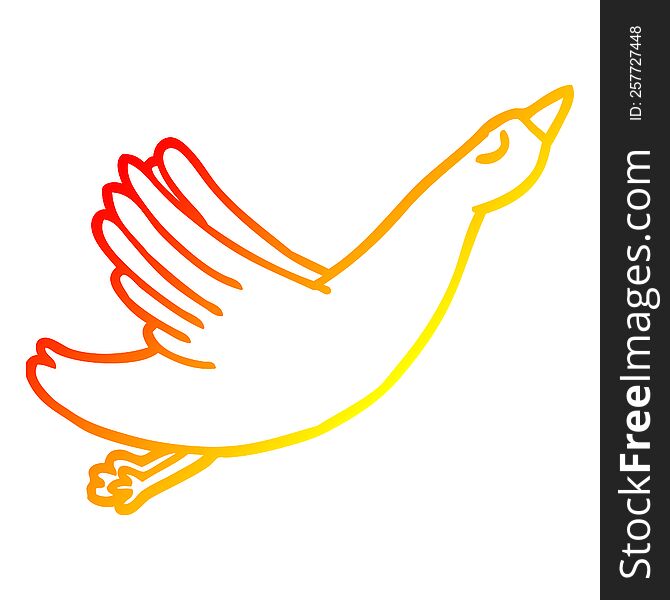 warm gradient line drawing cartoon flying goose