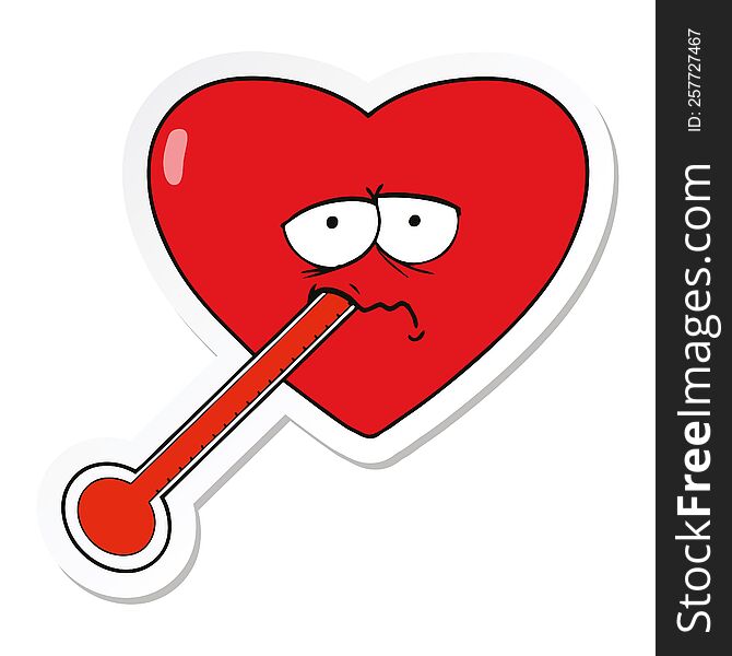 sticker of a cartoon love sick heart