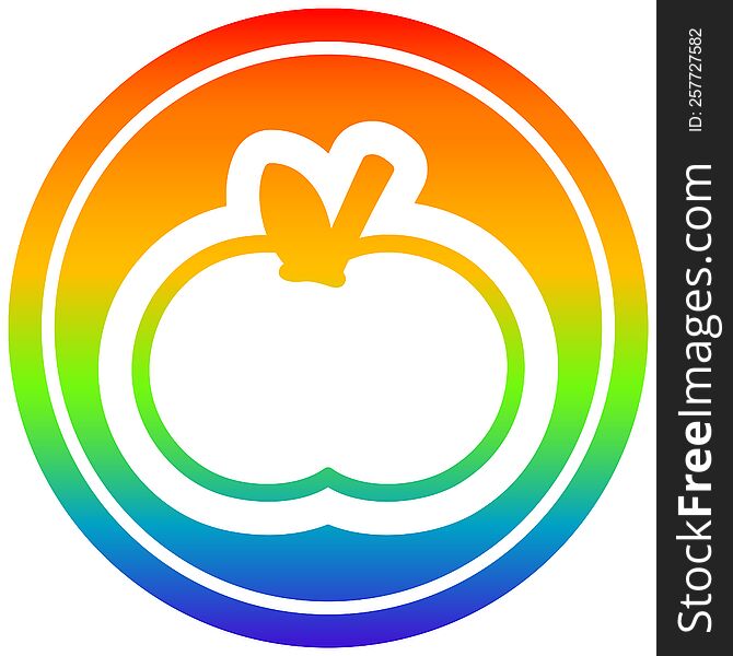 organic apple circular icon with rainbow gradient finish. organic apple circular icon with rainbow gradient finish