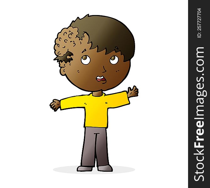 cartoon boy with growth on head