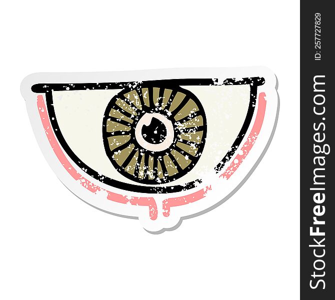 Distressed Sticker Of A Cartoon Eye Symbol