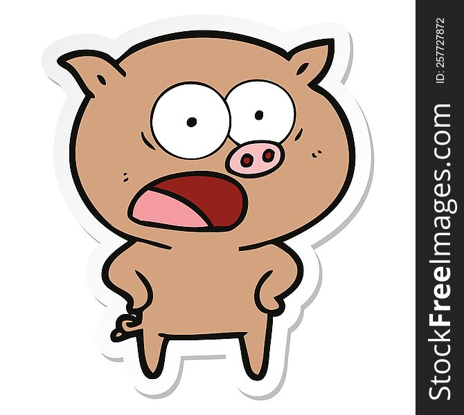 sticker of a cartoon pig shouting