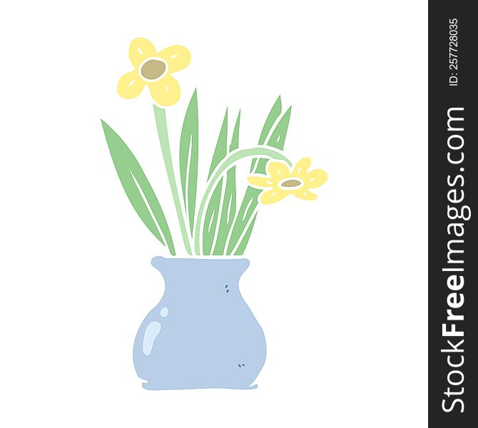 Flat Color Style Cartoon Flowers In Vase