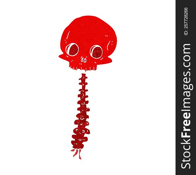 spooky cartoon skull and spine