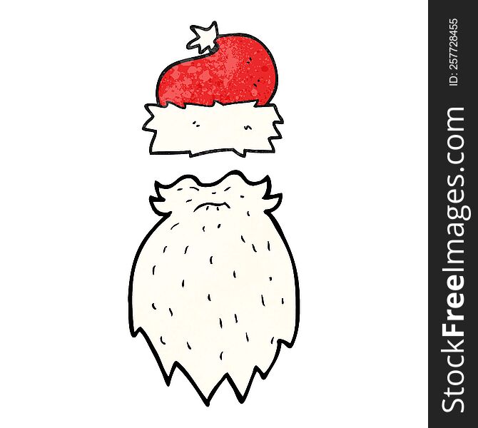 freehand textured cartoon santa hat and beard