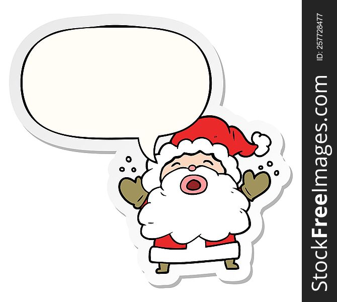 cartoon santa claus shouting in frustration and speech bubble sticker