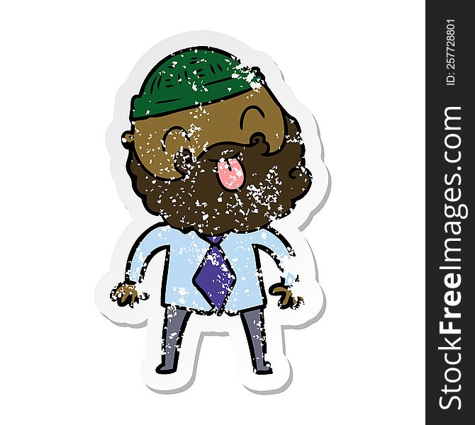 distressed sticker of a man with beard with hat and shirt