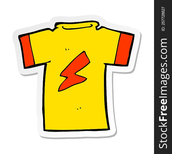 sticker of a cartoon t shirt with lightning bolt