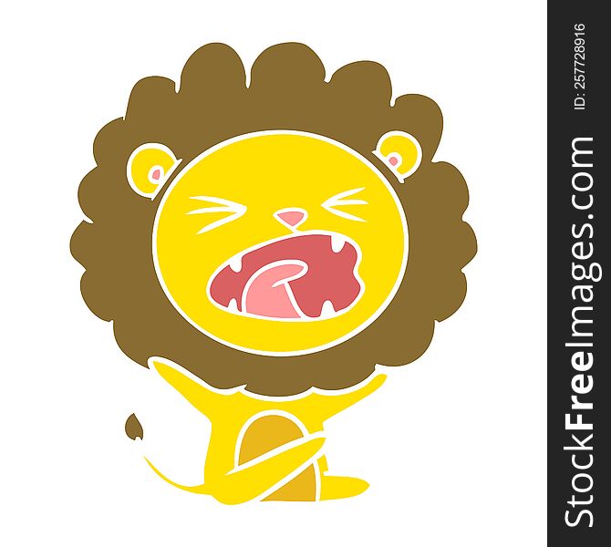 Flat Color Style Cartoon Lion Throwing Tantrum