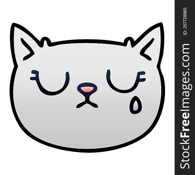 Quirky Gradient Shaded Cartoon Crying Cat