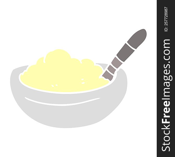 cartoon doodle bowl of mashed potato