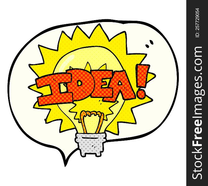 Comic Book Speech Bubble Cartoon Idea Light Bulb Symbol
