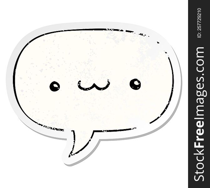 Happy Cartoon Expression And Speech Bubble Distressed Sticker