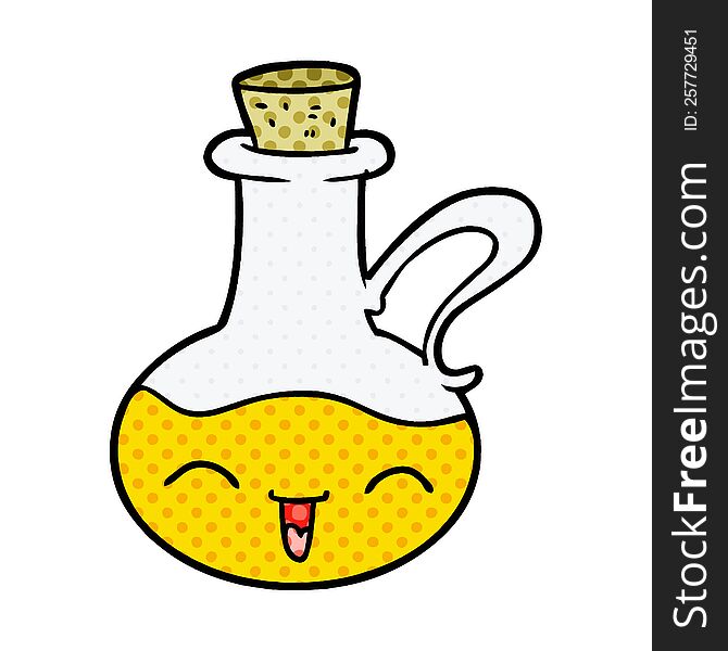 cartoon happy bottle of olive oil. cartoon happy bottle of olive oil