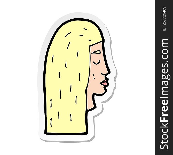 sticker of a cartoon female face profile