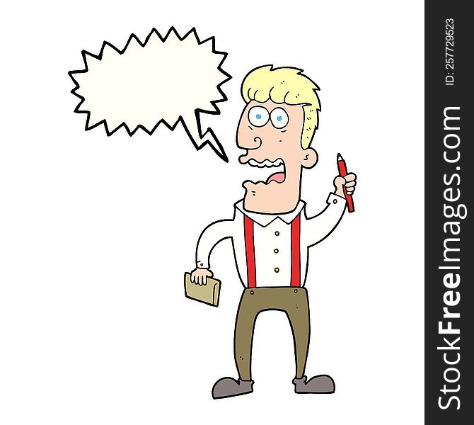 speech bubble cartoon stressed reporter