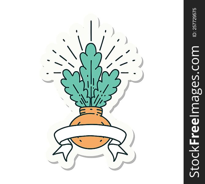 Sticker Of Tattoo Style House Plant