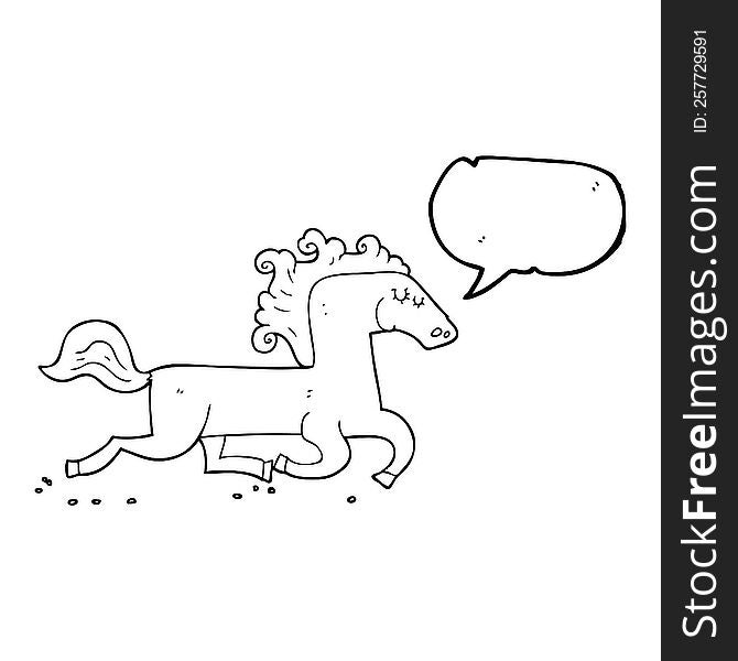 Speech Bubble Cartoon Running Horse