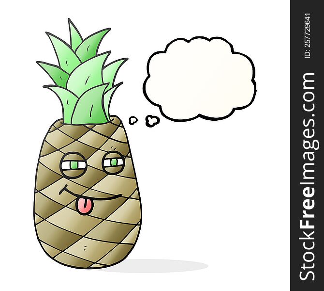 freehand drawn thought bubble cartoon pineapple