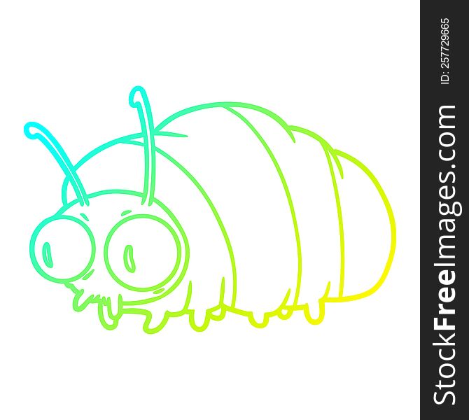 cold gradient line drawing of a funny cartoon bug