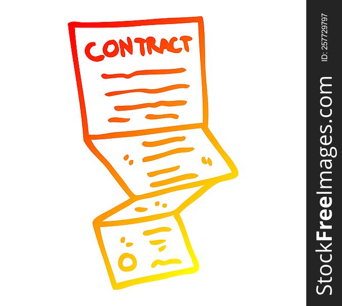 warm gradient line drawing of a cartoon long contract