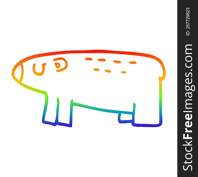 Rainbow Gradient Line Drawing Cartoon Polar Bear