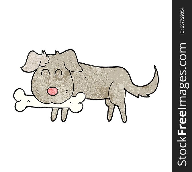 Textured Cartoon Dog With Bone