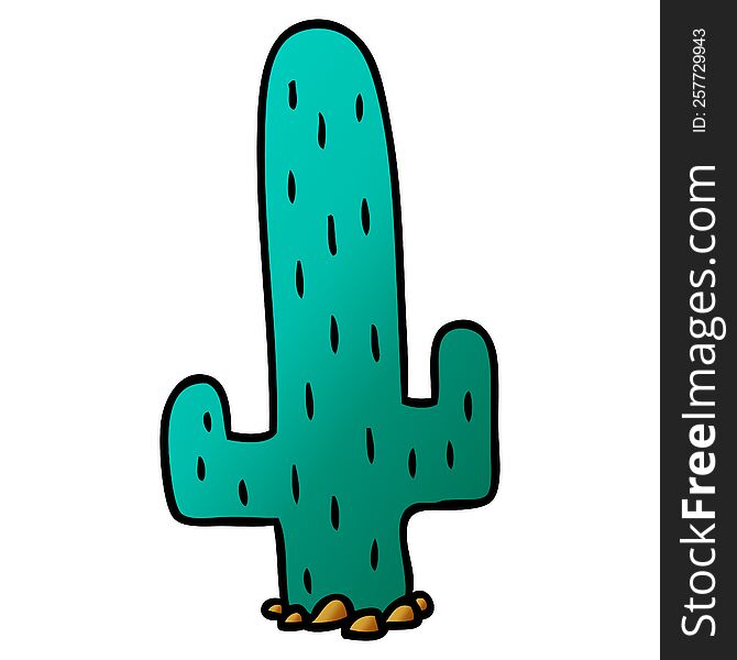 Gradient Cartoon Doodle Of A Cactus