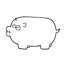 Black And White Cartoon Piggy Bank Royalty Free Stock Photography