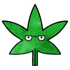 Retro Grunge Texture Cartoon Marijuana Leaf Royalty Free Stock Images